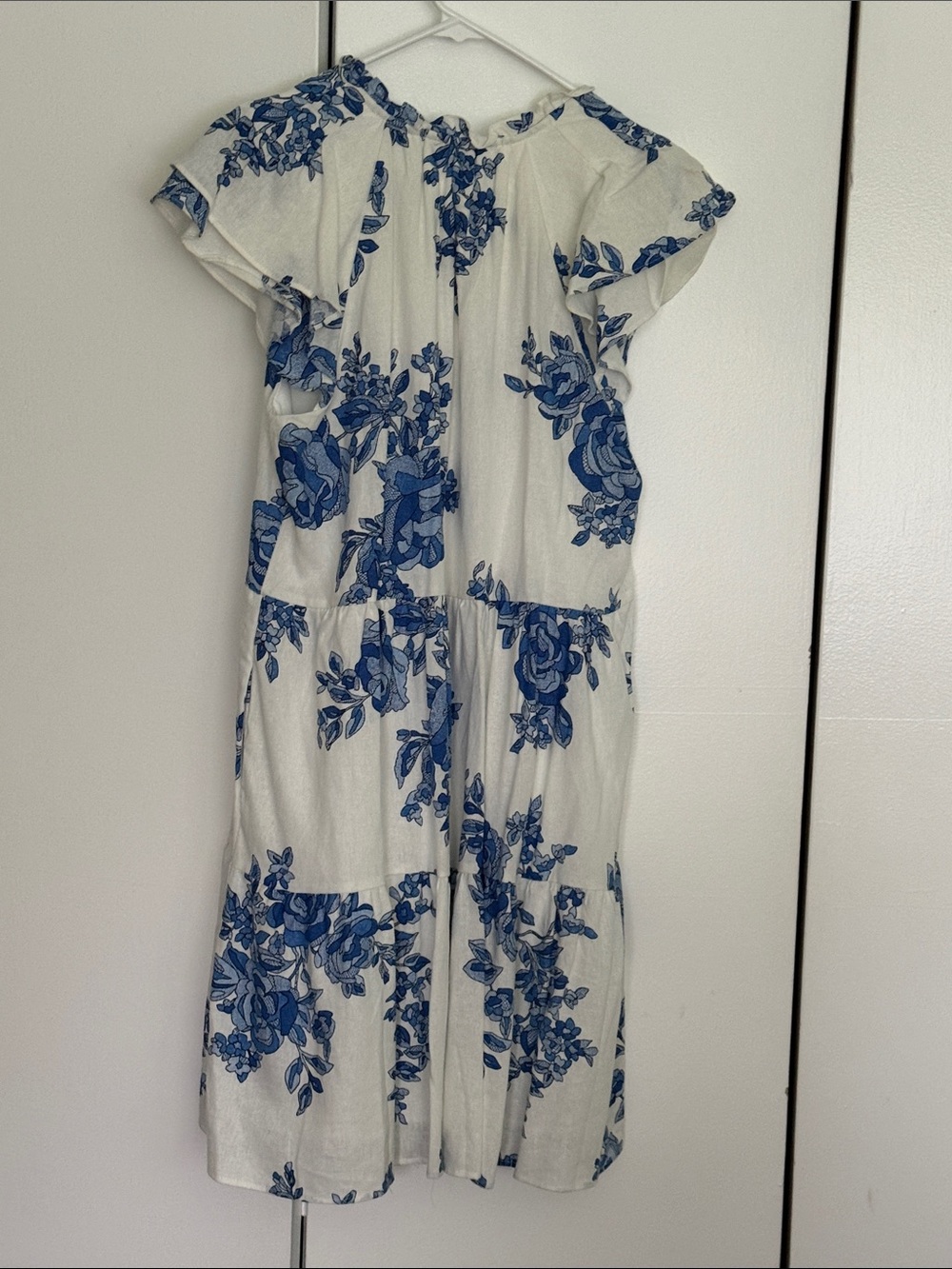 CeCe White Mini Dress with Blue Floral Print - Picture 5 of 5
